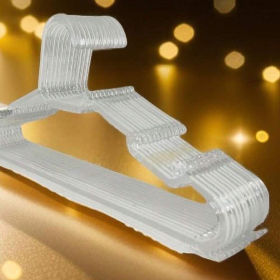 KIT 50 CLEAR PLASTIC CRYSTAL HANGERS CLOTHING ORGANIZER - 灰色 - 查看 1
