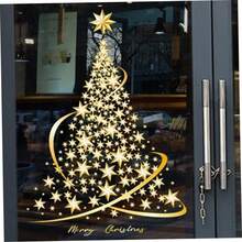 Christmas Tree Glass Stickers, Christmas Decorations For Storefront, Window Display, Sliding Door - Gold - View 5