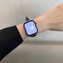 1条装饰性优雅星形超薄真皮表带，兼容系列，女士万圣节黑色吊坠，纤薄贴合，尺寸：38mm、40mm、41mm、42mm、44mm、45mm、46mm、49mm，兼容表带链系列Ultra S10 9/8/7/6/5/4/3/2/1 SE - 黑色 - 查看 7