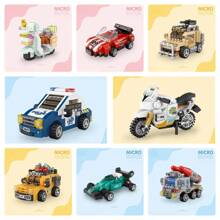 8-In-1 1600+ Piece Challenging Car Building Block Set, Including Race Cars, Sports Cars, Off-Road Vehicles, Police Cars, Etc. Classic Designs For Desktop Display, Window Decorations, Holiday & Back-To-School Gifts. (Paintable Decals Included)