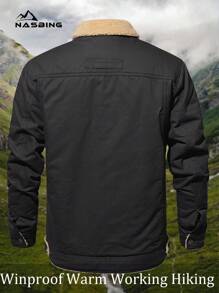 NASBING NASBING Jaqueta de inverno masculina com forro térmico e vários bolsos, casaco cargo, roupa externa quente, caminhada, acampamento, caminhoneiro, jaqueta