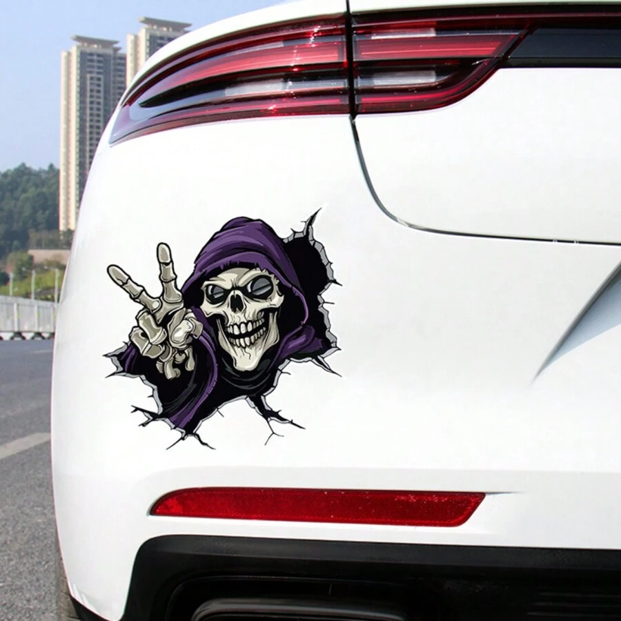 Hình dán ô tô mặt ma Halloween Hình dán động vật Xe máy Chặn trầy xước Hình dán cơ thể sáng tạo - Màu tím - Xem 1