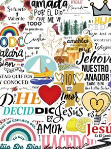 50pcs Spanish Bible Verse Stickers For Diary, Phone Case, Notebook