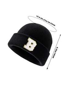 1 pieza Gorro de punto para niños con 26 letras del alfabeto, gorro de punto personalizado cálido para bebés e infantes, adecuado para uso diario de niños y niñas