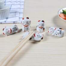 1/2 Pacotes Conjunto Suporte de Hashi para Gato, Descanso de Hashi Estilo Japonês Porcelana Gato da Sorte, Descanso de Colher Cerâmica, Hashi, Garfo, Faca, Utensílios de Mesa, Decoração de Casa e Cozinha, Presente, Suporte de Hashi, Colher, Garfo, Faca Estilo Japonês em Porcelana Cerâmica Gato da Sorte - Multicolorido - Visão 6