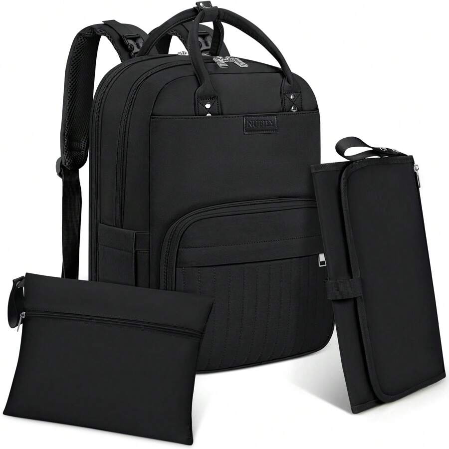 Baby Changing Backpack Large Diaper Bag Backpack With Stroller Straps And Changing Mat On The Go Diaper Bag Baby Bag Black, School Backpack - Black - View 1