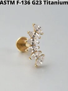 1 件榄尖形锆石 G23 纯钛耳钉 16G 内螺纹 Cz 花形耳轮耳屏穿孔珠宝情人节、妈妈、母亲、母亲节、礼物 - 如圖 - 查看 29