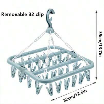 Tendedero plegable multifuncional con pinzas, percha desmontable para balcón, dormitorio, tendedero resistente al viento para ropa interior y ropa de niños