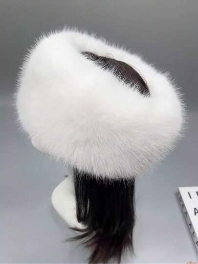 1 Piece Fluffy Headband With Stretch Women's Winter Earwarmer Earmuff Gorgeous Faux Fox Fur Hollow Hat Empty Top Hat For Winter Headwear