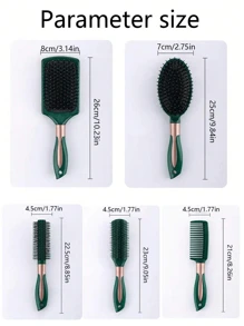1pc/3pcs Air Cushion Brush Set, Includes Tail Comb, Insert Comb, Curl Brush, Round Brush, Detangling Comb, Flat Top Brush, Washing Comb, Bangs Brush, Suitable For Thick, Curly, Thin, Long, Short Hair And All Hair Types, Men And Women, Anti-Static Brushes With Cushion Air Bag, Plastic Massage Anti-Static Hair Brush, Practical Scalp Massage SPA Tool, Home Curling Brush,Back To School,Travel Holiday Essentials,Hair Accessories For Women - Green - View 5
