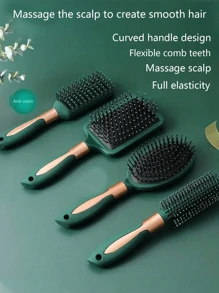 1pc/3pcs Air Cushion Brush Set, Includes Tail Comb, Insert Comb, Curl Brush, Round Brush, Detangling Comb, Flat Top Brush, Washing Comb, Bangs Brush, Suitable For Thick, Curly, Thin, Long, Short Hair And All Hair Types, Men And Women, Anti-Static Brushes With Cushion Air Bag, Plastic Massage Anti-Static Hair Brush, Practical Scalp Massage SPA Tool, Home Curling Brush,Back To School,Travel Holiday Essentials,Hair Accessories For Women - Green - View 1