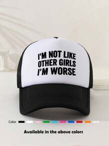 1pc Unisex Printed Decorative Funny Sponge Mesh Trucker Hat Baseball Cap Sun Hat Dad Hat, Suitable For Daily Use, Outdoor Travel, Hiking, Climbing, Beach Vacation - Multicolor - View 1