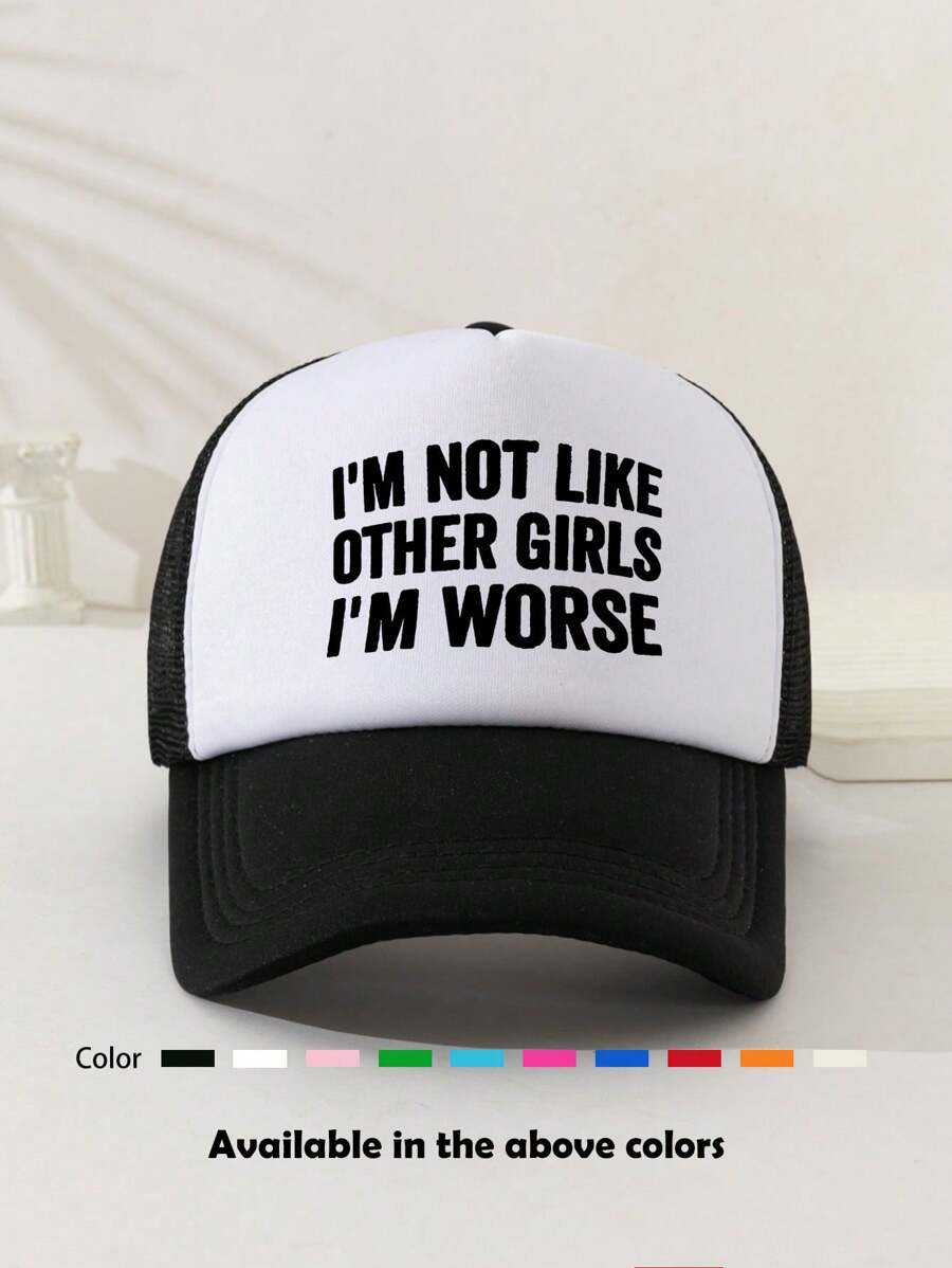 1pc Unisex Printed Decorative Funny Sponge Mesh Trucker Hat Baseball Cap Sun Hat Dad Hat, Suitable For Daily Use, Outdoor Travel, Hiking, Climbing, Beach Vacation - Multicolor - View 1