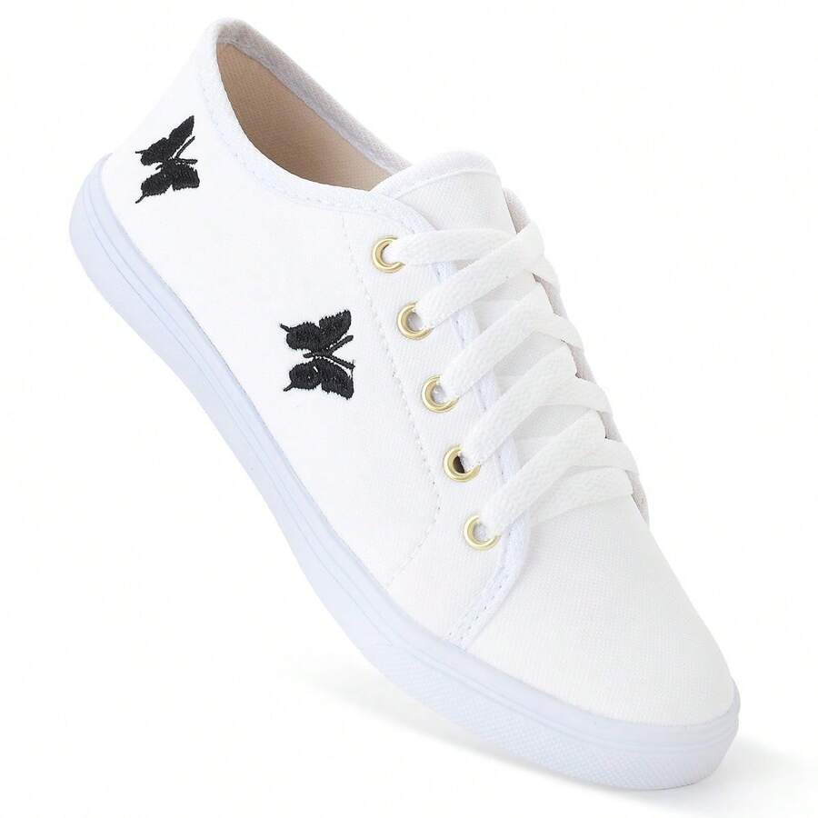 Women's Casual Fashion Sneakers Butterfly Black And White - 白色 - 查看 1