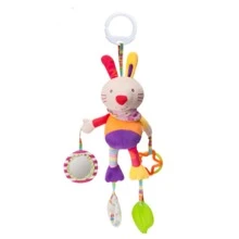 卡通动物毛绒悬挂摇铃婴儿感官音乐玩具，带镜子、皱纹、吱吱声和牙胶，可移动的悬挂娃娃，适合早期发育，婴儿车感官探索音乐婴儿娃娃，婴儿床、汽车座椅的柔软摇铃悬挂毛绒娃娃，婴儿摇铃，新生儿柔软毛绒彩色婴儿娃娃，适合男孩和女孩，带 BB 声音的婴儿摇铃（颜色随机） - 彩色 - 查看 13