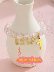 1 件可爱时尚个性化英文名字字母定制海星彩虹和心形手链，适合儿童、朋友、家人、生日派对珠宝，适合女孩的返校/毕业季礼物，甜美可爱的派对珠宝和生日礼物，适合返校冬季礼物创意男孩女孩情人节 - 彩色 - 查看 8