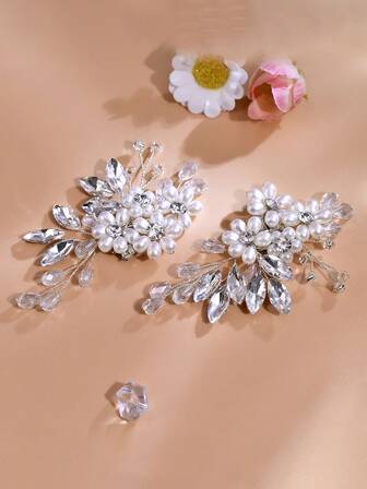 1pc Elegant Pearl Flower Rhinestone Detachable Shoe Clip Charming Crystal Wedding Dress Shoes Accessory HX69