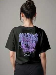T-Shirt Gothic Emo Eyes Graffiti Minimalist Shirt REF 4225 FLUXO FX - 黑色 - 查看 5