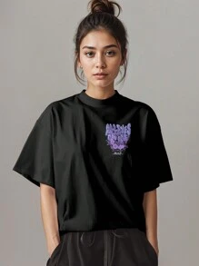 T-Shirt Gothic Emo Eyes Graffiti Minimalist Shirt REF 4225 FLUXO FX - 黑色 - 查看 4