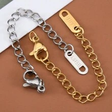 10pcs/Pack Stainless Steel Extender Chain With Lobster Clasp, 7.5cm Length X 0.3cm Width, Gold & Silver Color, Suitable For DIY Bracelets, Anklets, Necklaces