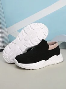 1pair Lightweight Casual Sports Sneakers For Teens Boys & Girls, Slip-On Sock Shoes
