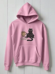 Angry Cat Sweatshirt Blouse Coffee Kitten Caffeine  1995 Flow Fx - Baby Pink - View 1