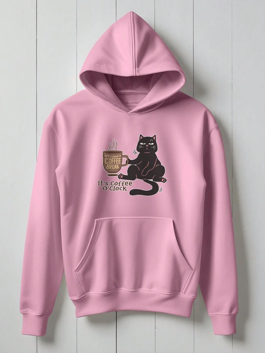 Angry Cat Sweatshirt Blouse Coffee Kitten Caffeine 1995 Flow Fx - Baby Pink - View 1