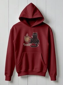 Angry Cat Sweatshirt Blouse Coffee Kitten Caffeine  1995 Flow Fx - Maroon - View 1