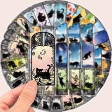 50 miếng dán trang trí chống thấm nước hình mèo đen cho máy tính xách tay, điện thoại, bình nước, mũ bảo hiểm, đàn guitar, hành lý - Nhiều màu - Xem 4