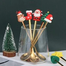 Trang trí Giáng sinh 2 món/Bộ quà tặng Giáng sinh Thìa cà phê Bộ đồ ăn Hộp quà tặng, Ông già Noel & Thiết kế cây thông Noel Thìa tráng miệng - Bộ đồ ăn quà tặng Giáng sinh - Xem 4