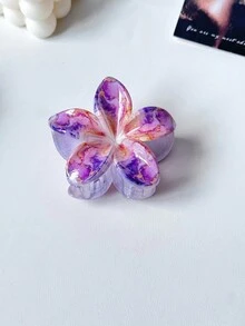 1 pieza Pinza de pelo grande de mujer de acrílico con degradado floral, accesorio de pelo minimalista elegante para recogidos con estilo, adecuado para uso diario y Halloween - Multicolor - Ver 7
