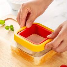 1 件装三明治切刀和封口机，不锈钢和塑料饼干切刀，方形蛋糕刀，非常适合午餐盒装饰、烘焙工具、厨房小工具、烹饪配件 - 彩色 - 查看 1