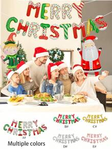 Set de 14 bucăți/set de baloane cu scrisori de Crăciun fericit, baloane din folie metalică, decorațiuni pentru fundal de Crăciun, accesorii pentru decorațiuni pentru petreceri de Crăciun, cadouri de Crăciun, pentru decorațiuni de interior și exterior pentru a crea o atmosferă de sărbătoare și a crea o petrecere perfectă, Crăciun