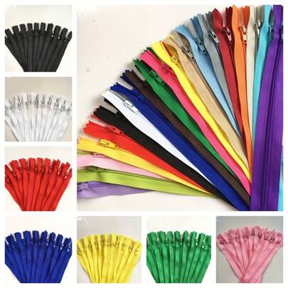 10 piezas Cremalleras de nilón de 16 pulgadas multicolor - Cremalleras #3 resistentes y de alta calidad en colores surtidos, adecuadas para coser, manualidades, proyectos DIY y reparación de ropa