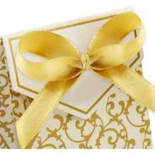 100Pcs Wedding Candy Boxes Gold Party Treat Favour Gift Boxes With Ribbon For Birthdays Food Shower Weddings(Gold) - Gold - View 5