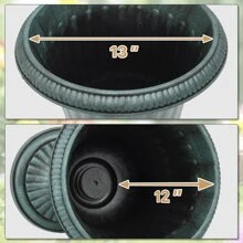 MoNiBloom 20-Inch Plastic Urn Planter Vase For Outdoor Indoor Plants Garden Patio Vintage Decorative Wedding Pedestal Roman Flower Pot Decoration Retro Home Front Porch Door Decor