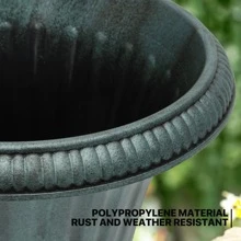 MoNiBloom 20-Inch Plastic Urn Planter Vase For Outdoor Indoor Plants Garden Patio Vintage Decorative Wedding Pedestal Roman Flower Pot Decoration Retro Home Front Porch Door Decor