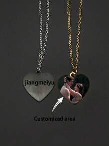 Customized Photo English Letter Necklace, European And American Fashion Heart Pendant Representing Unwavering Love Until Death