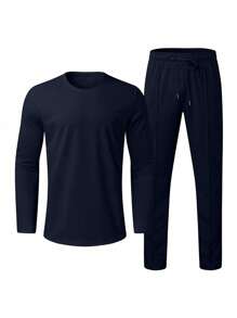 男士休闲时尚长裤和长袖两件套