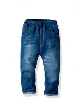 Tween Boy 休闲口袋简约松紧腰牛仔裤，日常穿着