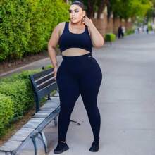 Plus Size Sports Sets - 黑色 - 查看 2
