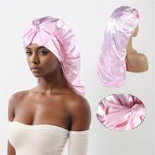 1pc Long Satin Bonnet Silk Bonnet Hair Bonnet For Sleeping, Long Braids Bonnets, Reusable Adjusting Hair Care Wrap Cap Sleep Caps For Women Halloween Sleep Bonnet - Multicolor - View 4