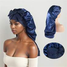 1pc Long Satin Bonnet Silk Bonnet Hair Bonnet For Sleeping, Long Braids Bonnets, Reusable Adjusting Hair Care Wrap Cap Sleep Caps For Women Halloween Sleep Bonnet - Multicolor - View 2