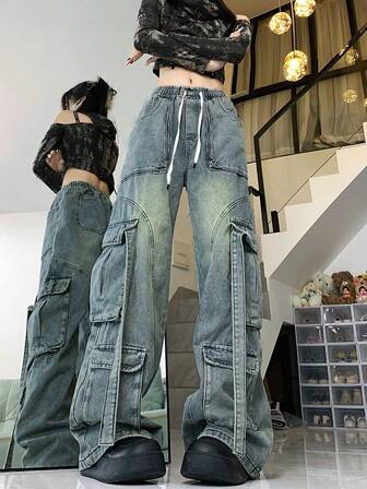 Vintage Distressed Washed Denim Overalls