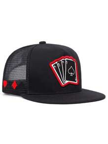 1pc Men's Fashionable Poker A Embroidery Hip Hop Cap, Fashionable Outdoor Adjustable Sun Protection Unisex Baseball Cap Snapback Hat For Spring And Autumn Travel, Beach Party Halloween - 撲克牌A - 查看 16