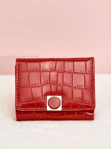 时尚鳄鱼纹女士钱包简约三折硬币包带金属按扣和多个卡槽卡包礼品必备品女士钱包钱包小钱包
