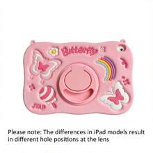 Apple Cute Phone Case 1pc Cartoon Rainbow Heart Plush Ball, Butterfly Lollipop Flower Decor, 360 Degree Rotatable Adjustable Strap Phone/Tablet Stand Case Compatible With IPad Air2/IPad Mini/IPad56789/IPad Pro 11 10th Generation