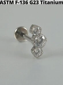 1 件榄尖形锆石 G23 纯钛耳钉 16G 内螺纹 Cz 花形耳轮耳屏穿孔珠宝情人节、妈妈、母亲、母亲节、礼物 - 如圖 - 查看 16