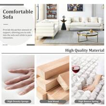 YOGLAD Comfort Fabric Sectional Sofa With Pillows, Deep Seating Sectional Sofa With Metal Legs For Living Room, Bedroom, Office - Ngà voi - Xem 4