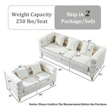 YOGLAD Comfort Fabric Sectional Sofa With Pillows, Deep Seating Sectional Sofa With Metal Legs For Living Room, Bedroom, Office - Ngà voi - Xem 2